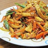 蒸し鶏と野菜のカレー炒め　（我が家の味）